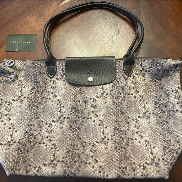 Longchamp Handbags - Le Pilage Saks Exclusive Large Shoulder Tote in Snakeskin